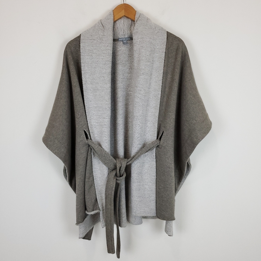 James Perse Grey Open Front Shawl / Cape with Belt